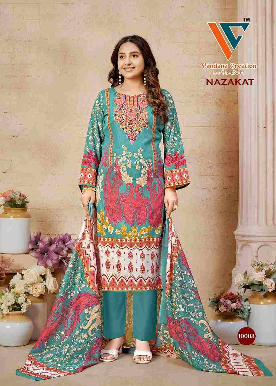 Nazakat Vol-10 By Vandana Creation 10001 To 10008 Series Beautiful Festive Suits Stylish Fancy Colorful Casual Wear & Ethnic Wear Soft Cotton Print Dresses At Wholesale Price