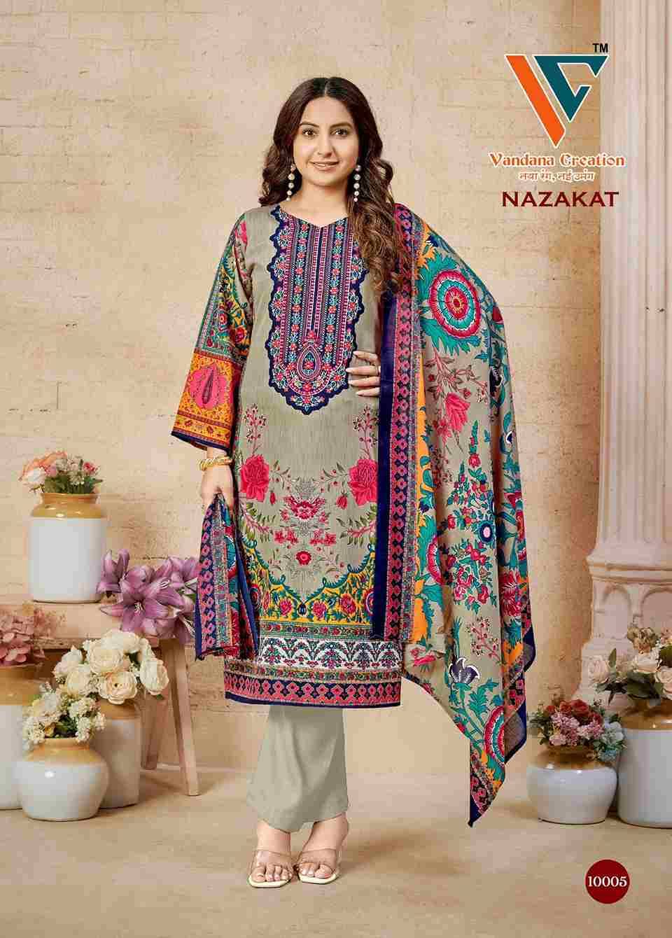 Nazakat Vol-10 By Vandana Creation 10001 To 10008 Series Beautiful Festive Suits Stylish Fancy Colorful Casual Wear & Ethnic Wear Soft Cotton Print Dresses At Wholesale Price