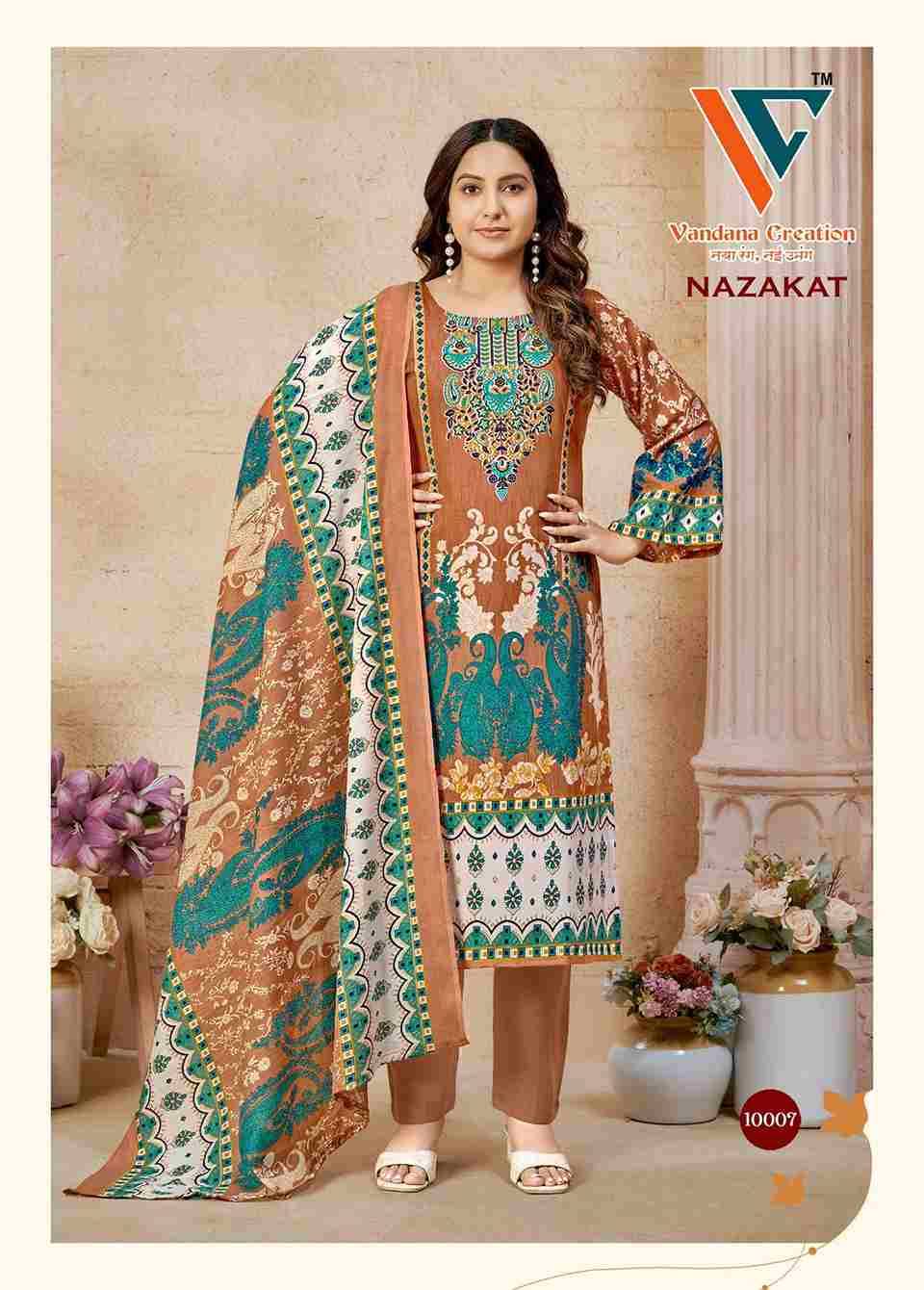 Nazakat Vol-10 By Vandana Creation 10001 To 10008 Series Beautiful Festive Suits Stylish Fancy Colorful Casual Wear & Ethnic Wear Soft Cotton Print Dresses At Wholesale Price