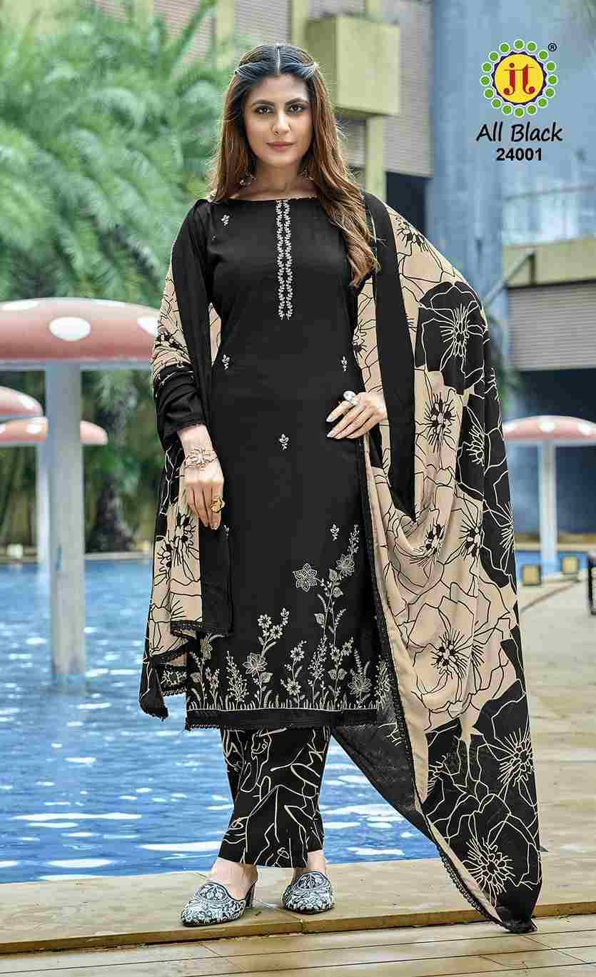 All Black Vol-24 By JT 24001 To 24005 Series Beautiful Festive Suits Colorful Stylish Fancy Casual Wear & Ethnic Wear Rayon Dresses At Wholesale Price