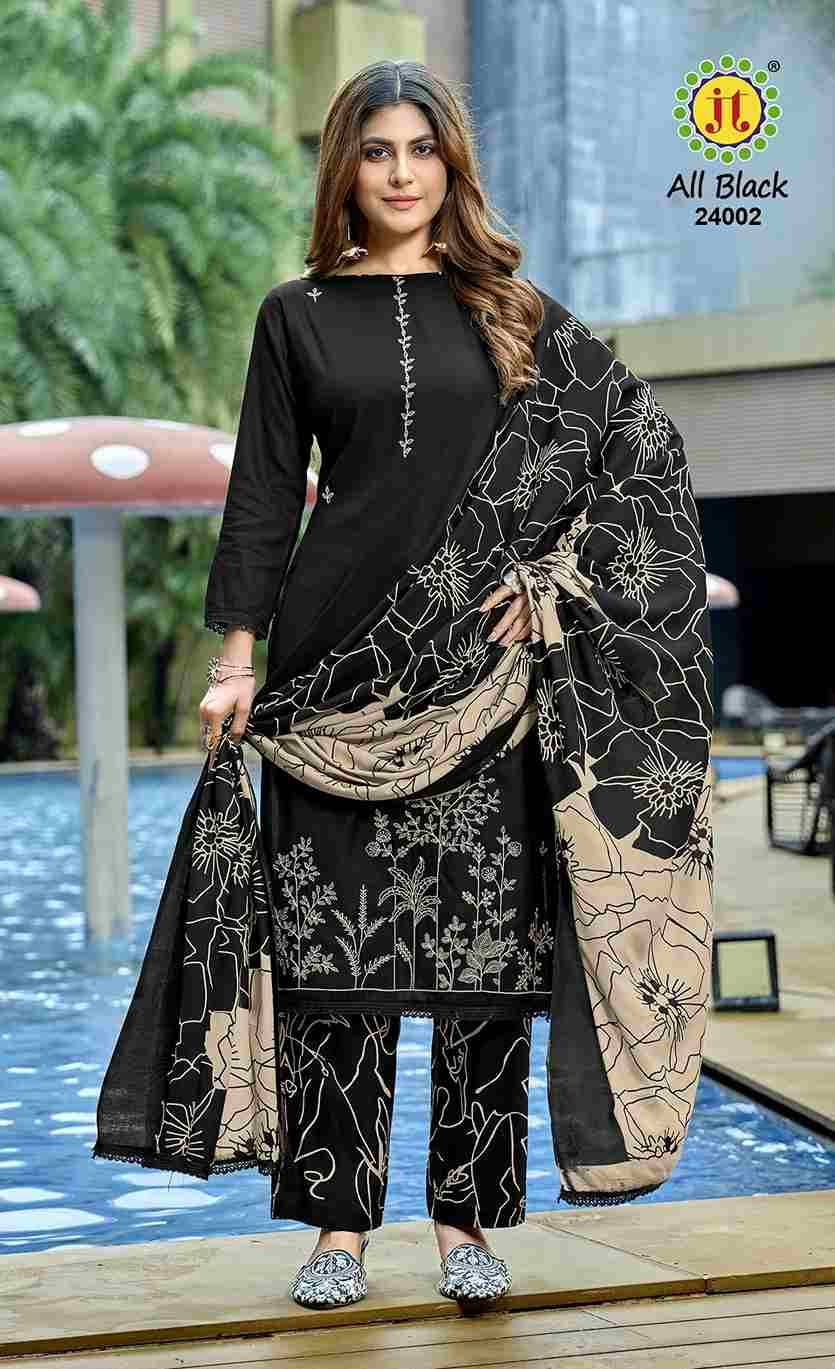 All Black Vol-24 By JT 24001 To 24005 Series Beautiful Festive Suits Colorful Stylish Fancy Casual Wear & Ethnic Wear Rayon Dresses At Wholesale Price