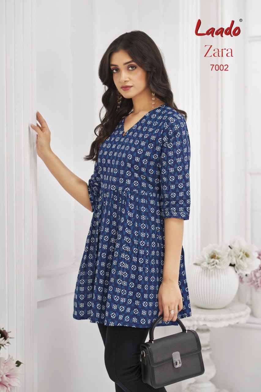 Zara Vol-7 By Laado 7001 To 7012 Series Designer Stylish Fancy Colorful Beautiful Party Wear & Ethnic Wear Collection Cotton Printed Tops At Wholesale Price