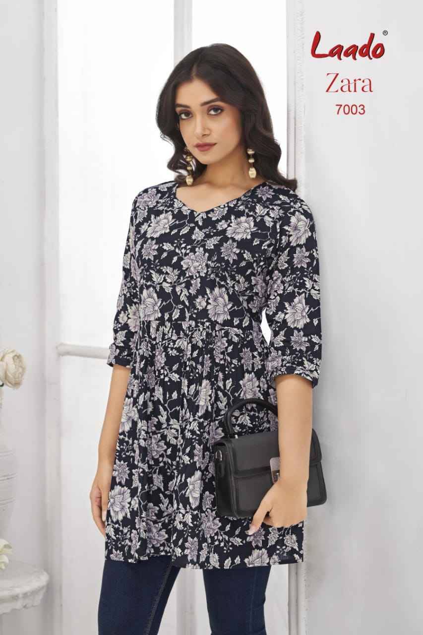 Zara Vol-7 By Laado 7001 To 7012 Series Designer Stylish Fancy Colorful Beautiful Party Wear & Ethnic Wear Collection Cotton Printed Tops At Wholesale Price