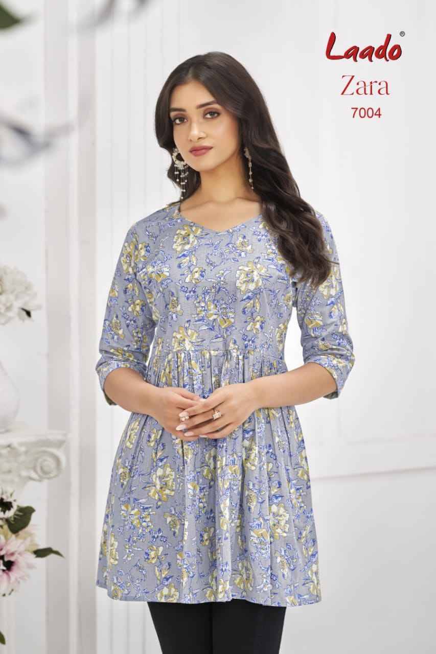 Zara Vol-7 By Laado 7001 To 7012 Series Designer Stylish Fancy Colorful Beautiful Party Wear & Ethnic Wear Collection Cotton Printed Tops At Wholesale Price