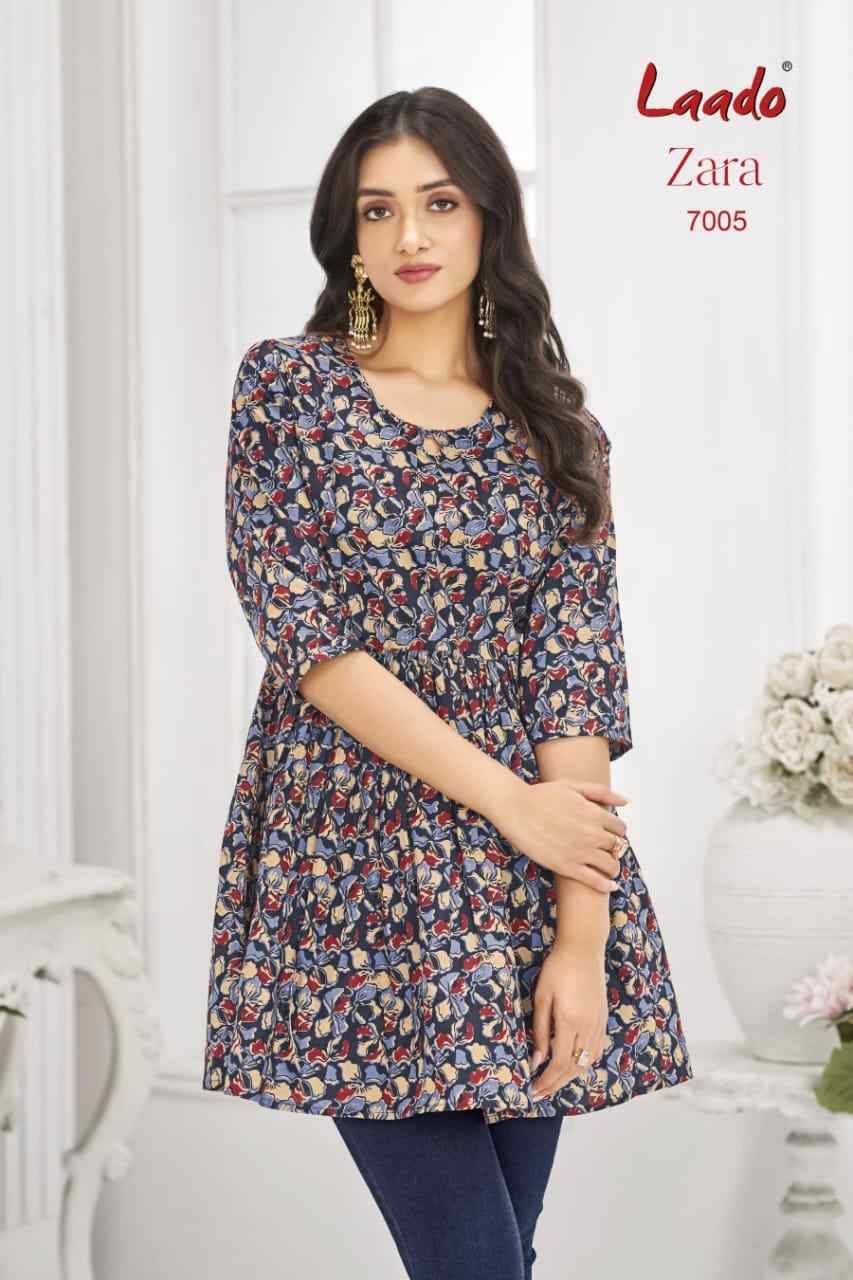 Zara Vol-7 By Laado 7001 To 7012 Series Designer Stylish Fancy Colorful Beautiful Party Wear & Ethnic Wear Collection Cotton Printed Tops At Wholesale Price