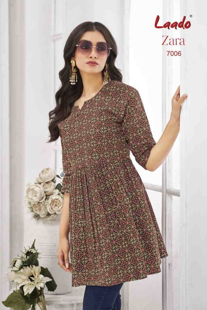 Zara Vol-7 By Laado 7001 To 7012 Series Designer Stylish Fancy Colorful Beautiful Party Wear & Ethnic Wear Collection Cotton Printed Tops At Wholesale Price