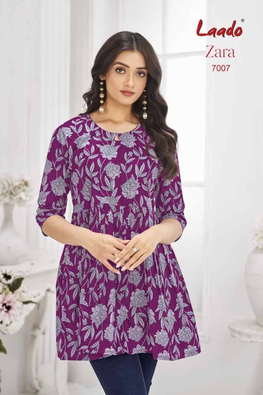 Zara Vol-7 By Laado 7001 To 7012 Series Designer Stylish Fancy Colorful Beautiful Party Wear & Ethnic Wear Collection Cotton Printed Tops At Wholesale Price