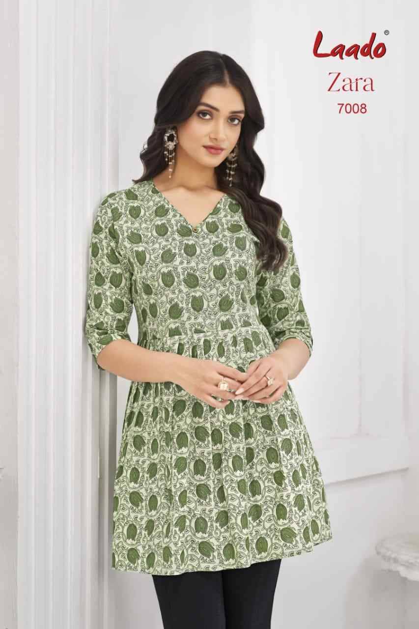 Zara Vol-7 By Laado 7001 To 7012 Series Designer Stylish Fancy Colorful Beautiful Party Wear & Ethnic Wear Collection Cotton Printed Tops At Wholesale Price