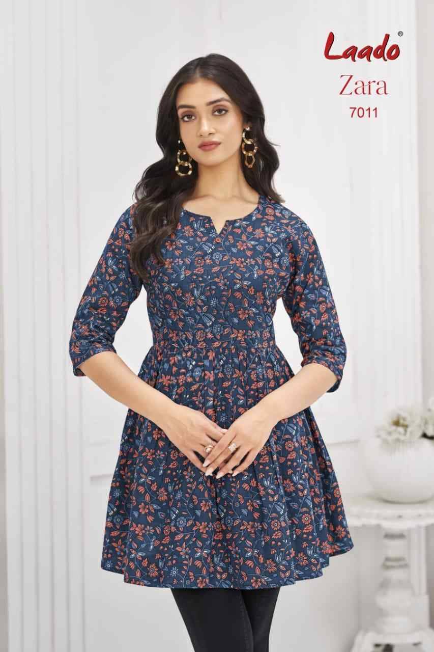 Zara Vol-7 By Laado 7001 To 7012 Series Designer Stylish Fancy Colorful Beautiful Party Wear & Ethnic Wear Collection Cotton Printed Tops At Wholesale Price