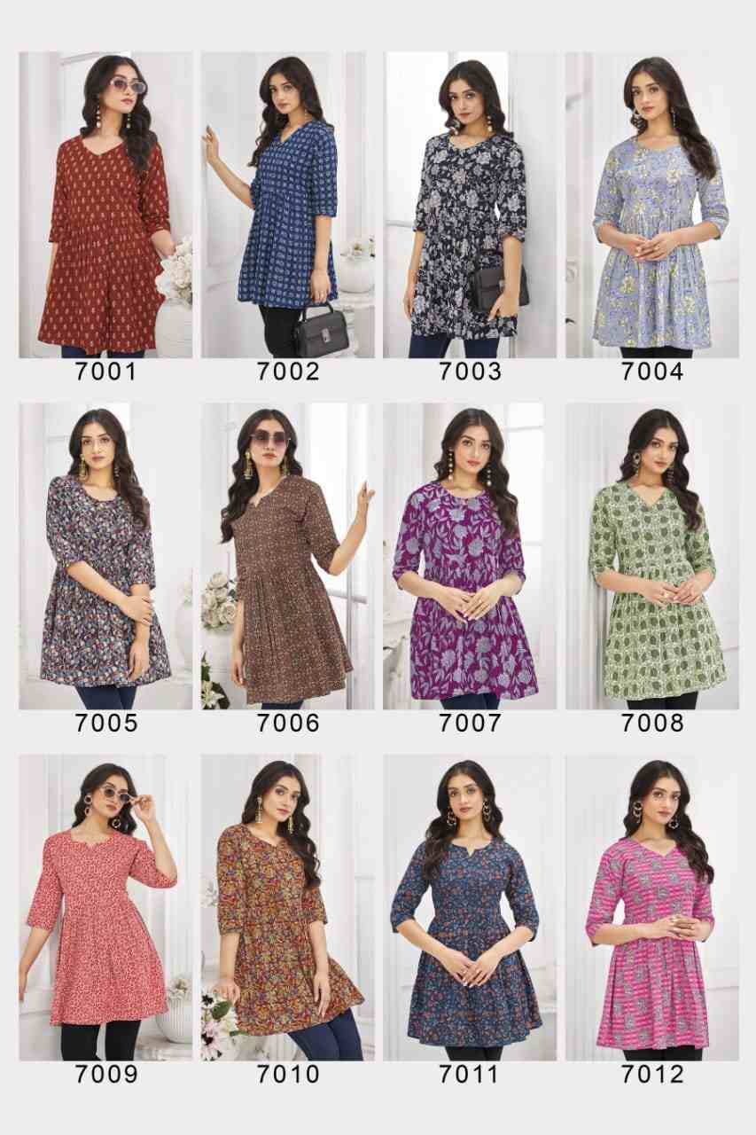 Zara Vol-7 By Laado 7001 To 7012 Series Designer Stylish Fancy Colorful Beautiful Party Wear & Ethnic Wear Collection Cotton Printed Tops At Wholesale Price
