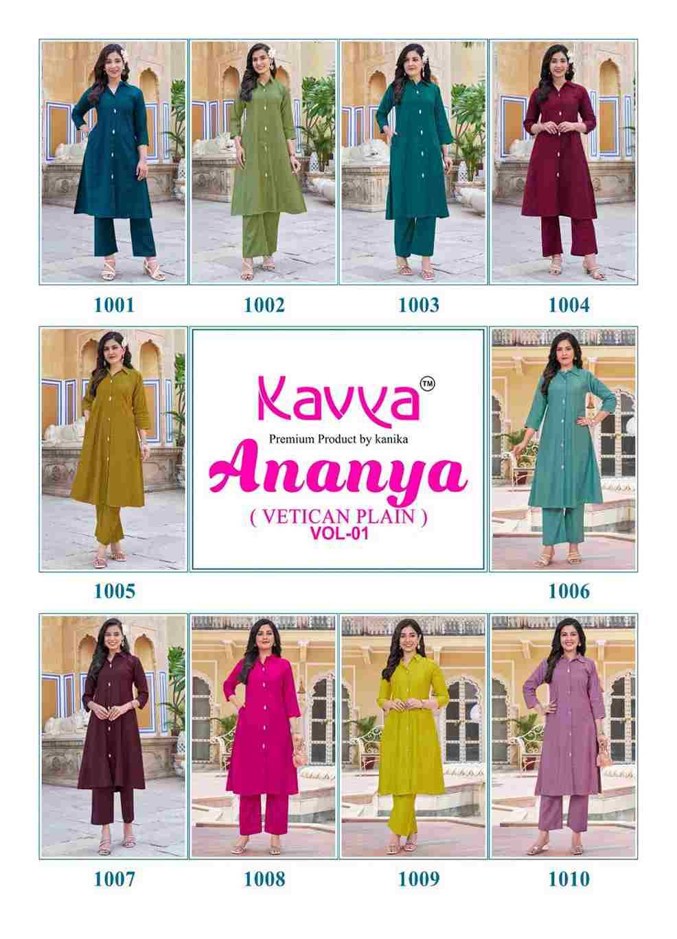 Ananya By Kavya 1001 To 1010 Series Designer Stylish Fancy Colorful Beautiful Party Wear & Ethnic Wear Collection Premium Vatican Co-Ord At Wholesale Price