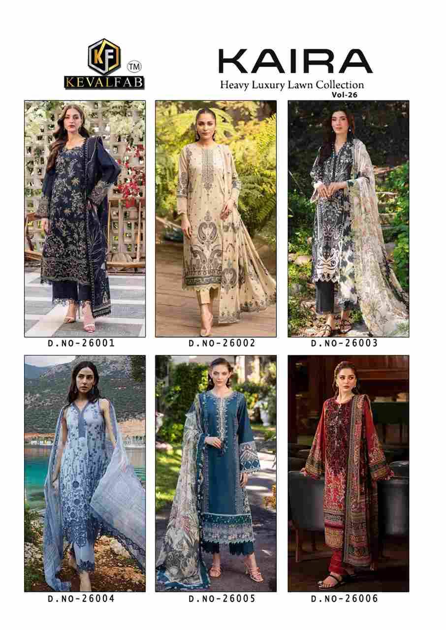 Kaira Vol-26 By Keval Fab 26001 To 26006 Series Beautiful Festive Suits Colorful Stylish Fancy Casual Wear & Ethnic Wear Pure Lawn Cotton Print Dresses At Wholesale Price