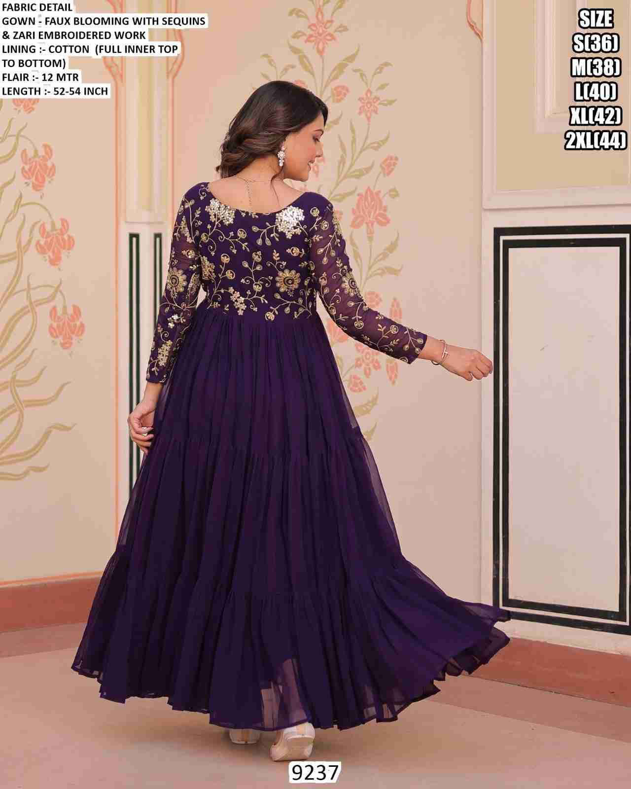 9237 By Fashid Wholesale 9237-A To 9237-C Series Beautiful Stylish Fancy Colorful Casual Wear & Ethnic Wear Faux Blooming Gowns At Wholesale Price