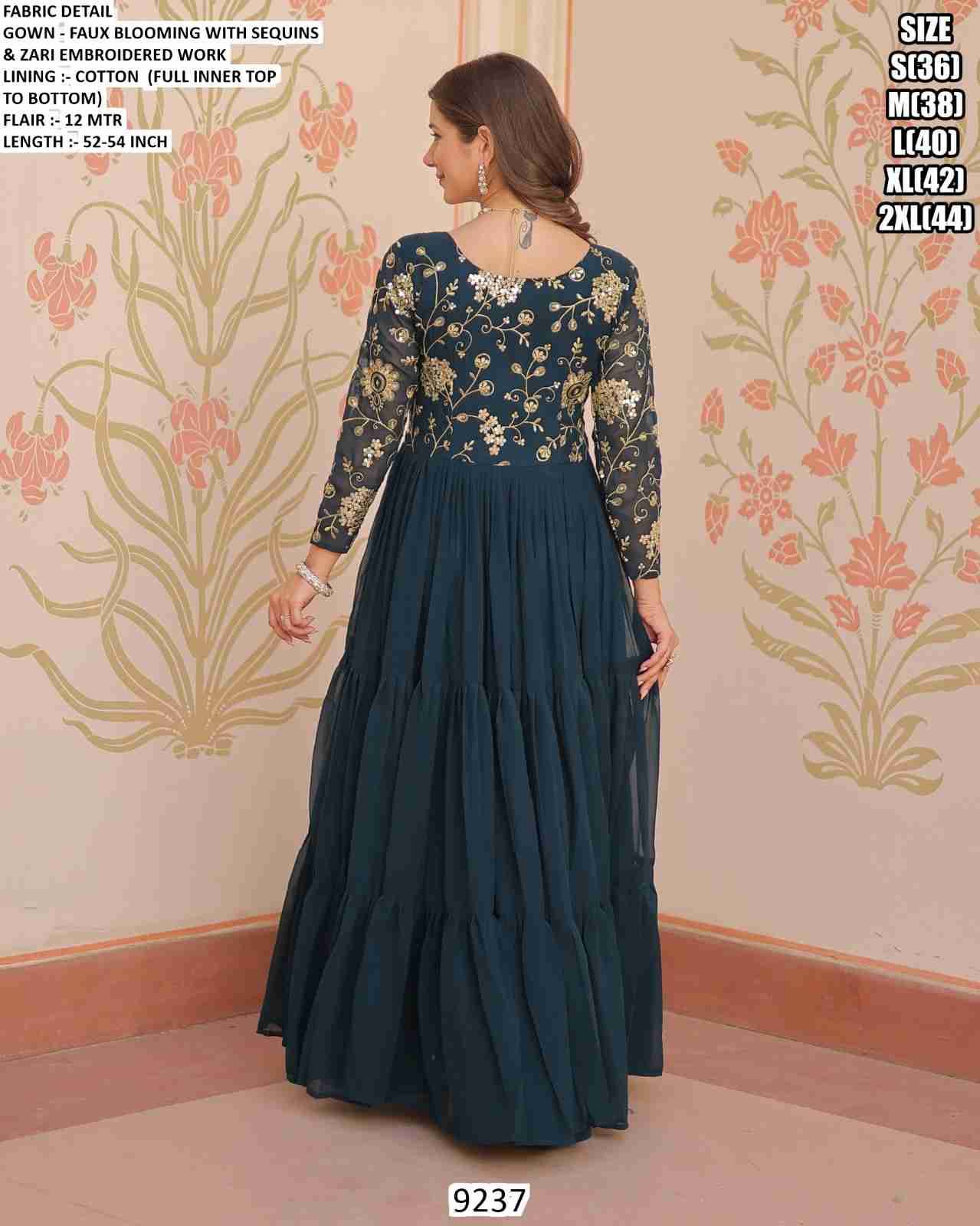 9237 By Fashid Wholesale 9237-A To 9237-C Series Beautiful Stylish Fancy Colorful Casual Wear & Ethnic Wear Faux Blooming Gowns At Wholesale Price