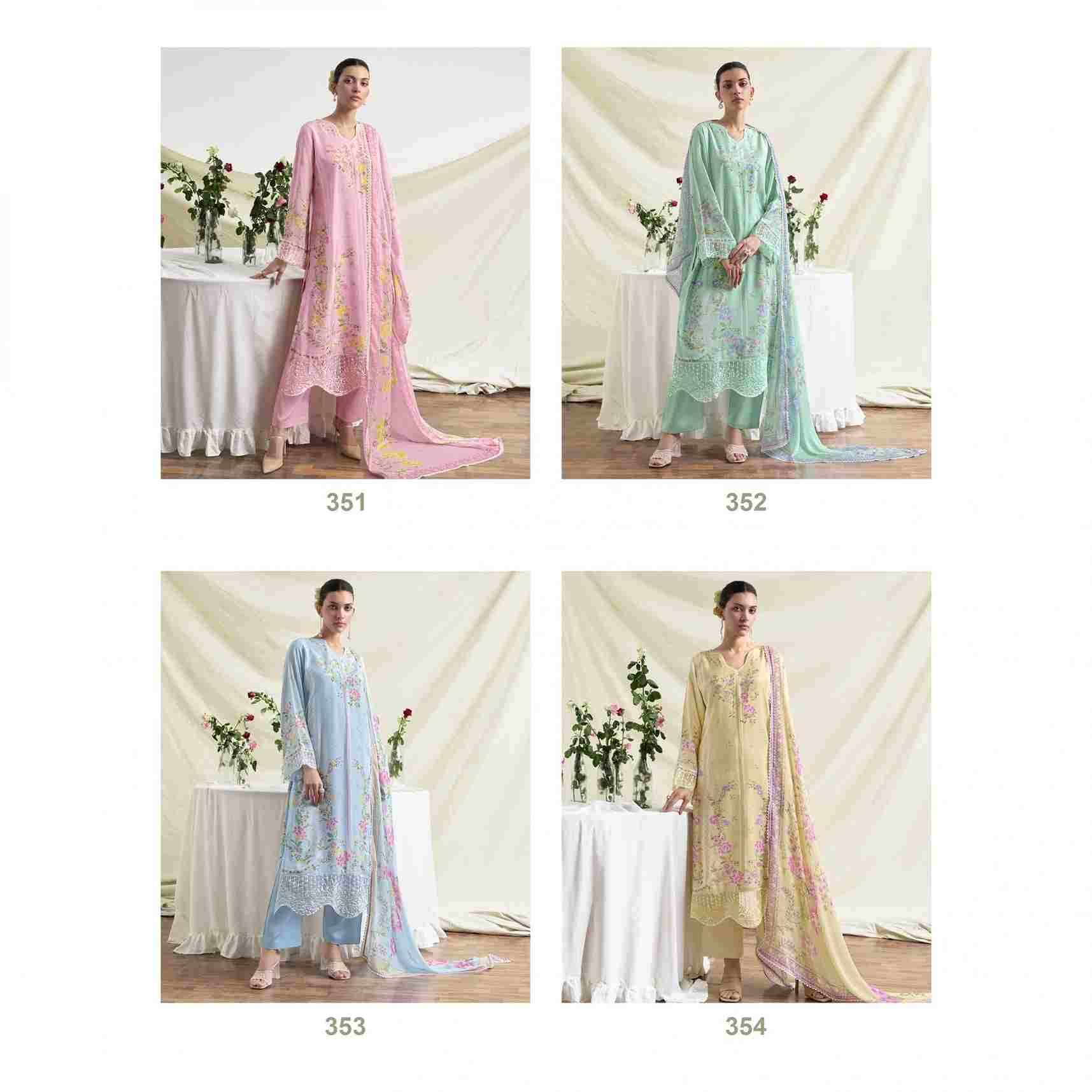 Grace By Sohni 351 To 354 Series Beautiful Suits Colorful Stylish Fancy Casual Wear & Ethnic Wear Pure Muslin Dresses At Wholesale Price
