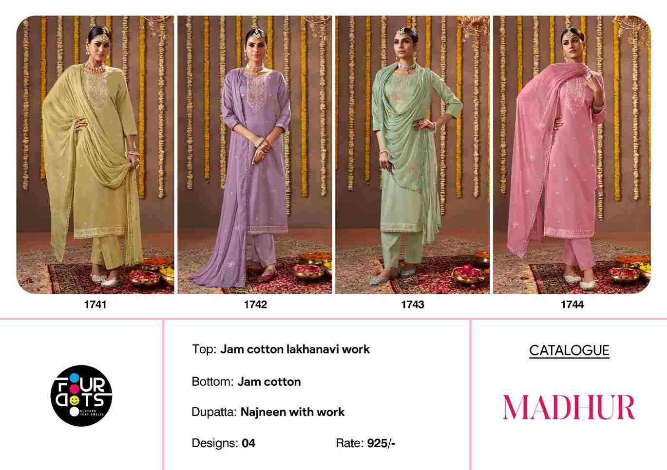 Madhur By Four Dots 1741 To 1744 Series Designer Stylish Fancy Colorful Beautiful Party Wear & Ethnic Wear Collection Jam Cotton Dresses At Wholesale Price