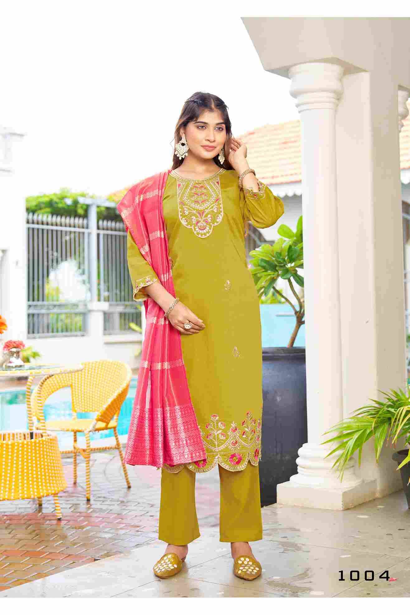 Mahek By Ossm 1001 To 1006 Series Beautiful Suits Colorful Stylish Fancy Casual Wear & Ethnic Wear Premium Roman Shimmer Dresses At Wholesale Price