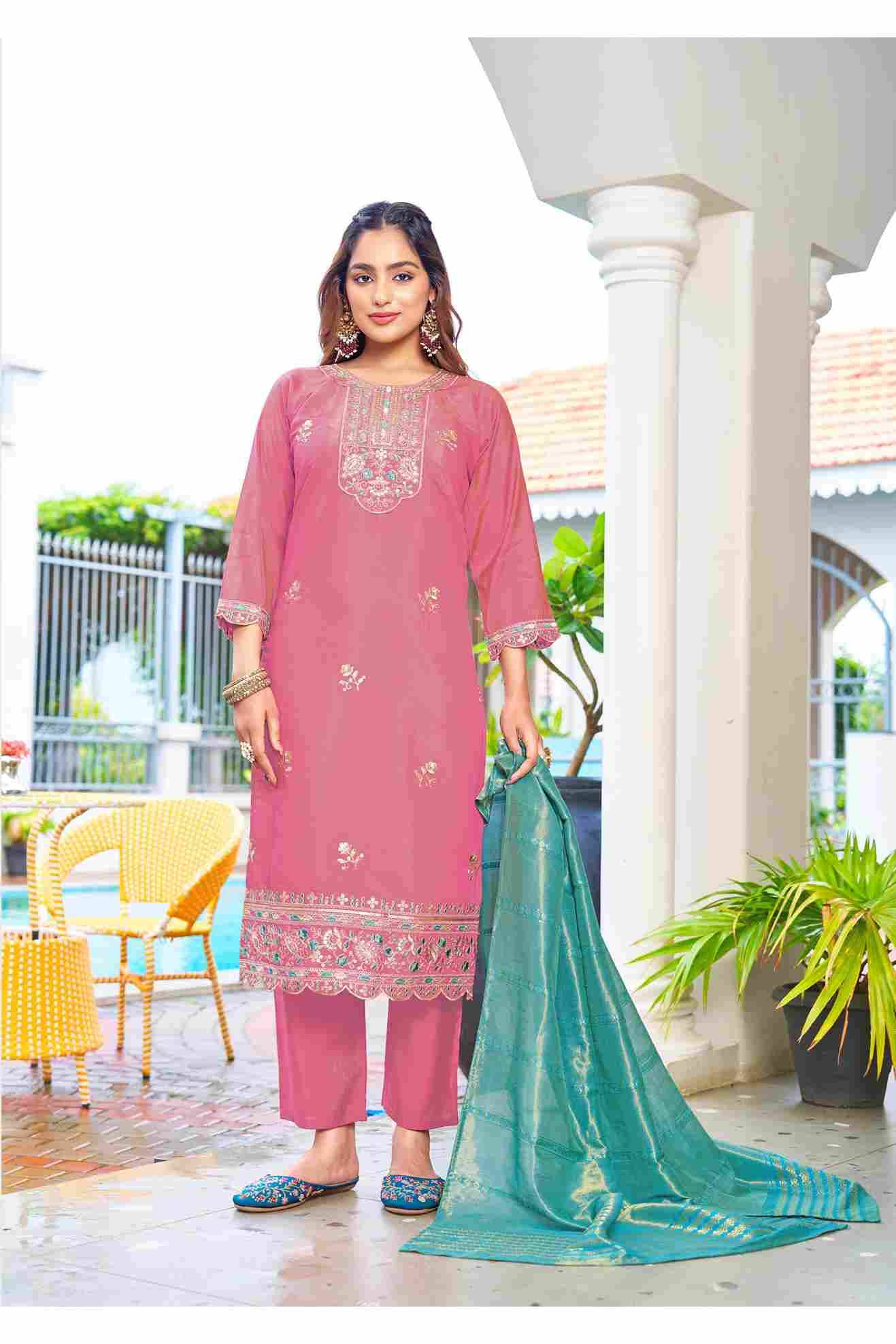 Mahek By Ossm 1001 To 1006 Series Beautiful Suits Colorful Stylish Fancy Casual Wear & Ethnic Wear Premium Roman Shimmer Dresses At Wholesale Price