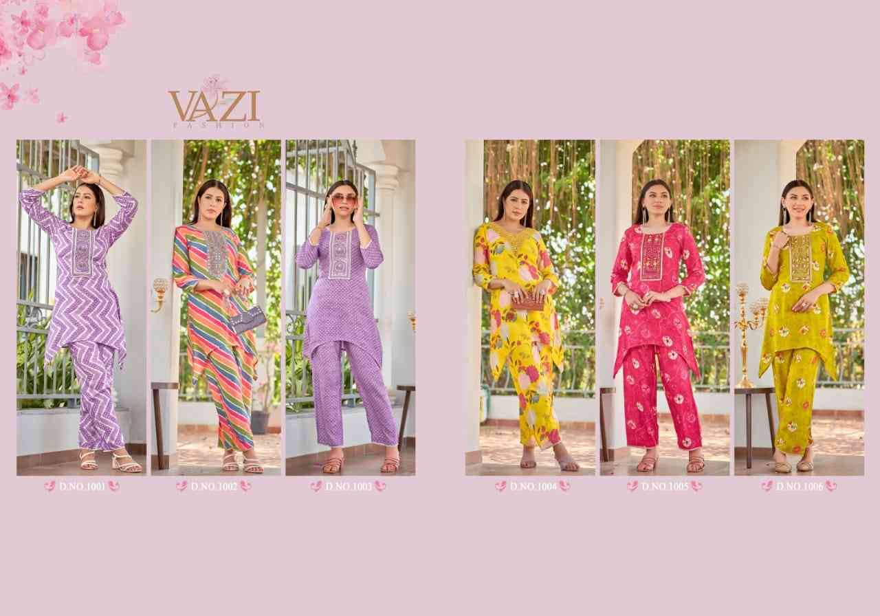 Meraki By Vazi 1001 To 1006 Series Designer Stylish Fancy Colorful Beautiful Party Wear & Ethnic Wear Collection Viscose Muslin Co-Ords At Wholesale Price