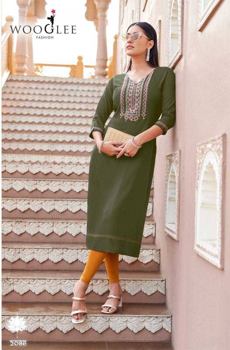 Barbella Vol-13 By Wooglee 2084 To 2089 Series Designer Stylish Fancy Colorful Beautiful Party Wear & Ethnic Wear Collection Rayon Print Kurtis At Wholesale Price