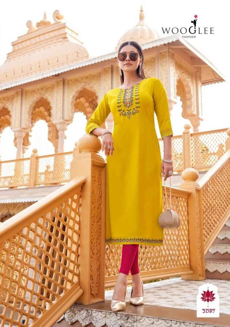 Barbella Vol-13 By Wooglee 2084 To 2089 Series Designer Stylish Fancy Colorful Beautiful Party Wear & Ethnic Wear Collection Rayon Print Kurtis At Wholesale Price