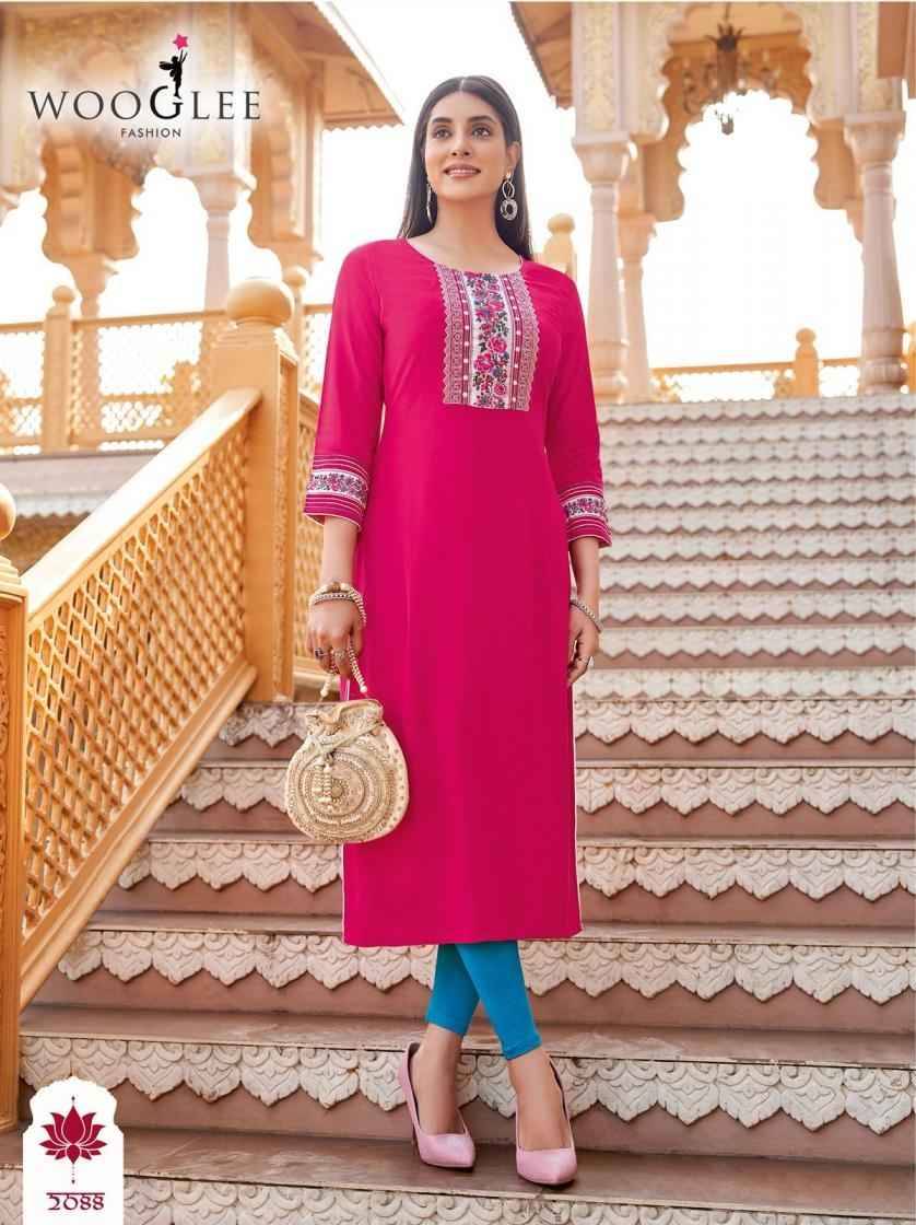 Barbella Vol-13 By Wooglee 2084 To 2089 Series Designer Stylish Fancy Colorful Beautiful Party Wear & Ethnic Wear Collection Rayon Print Kurtis At Wholesale Price