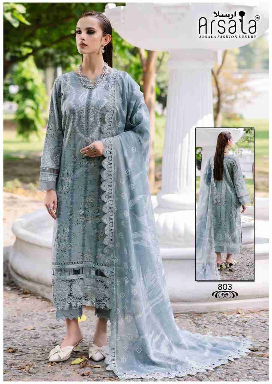 Amira Vol-8 By Arsala 801 To 806 Series Beautiful Festive Suits Stylish Fancy Colorful Casual Wear & Ethnic Wear Pure Lawn Cotton Print Dresses At Wholesale Price