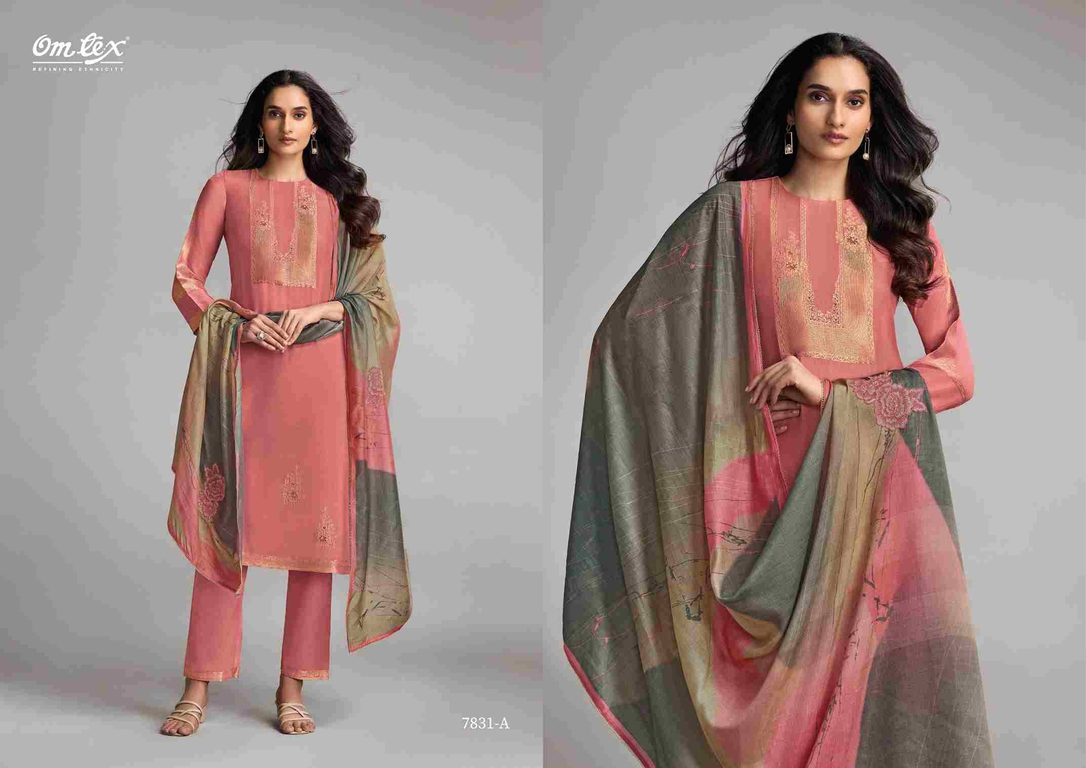 Nazakat Nova By Om Tex 7831-A To 7831-D Series Beautiful Suits Stylish Fancy Colorful Party Wear & Ethnic Wear Muslin Jacquard Dresses At Wholesale Price