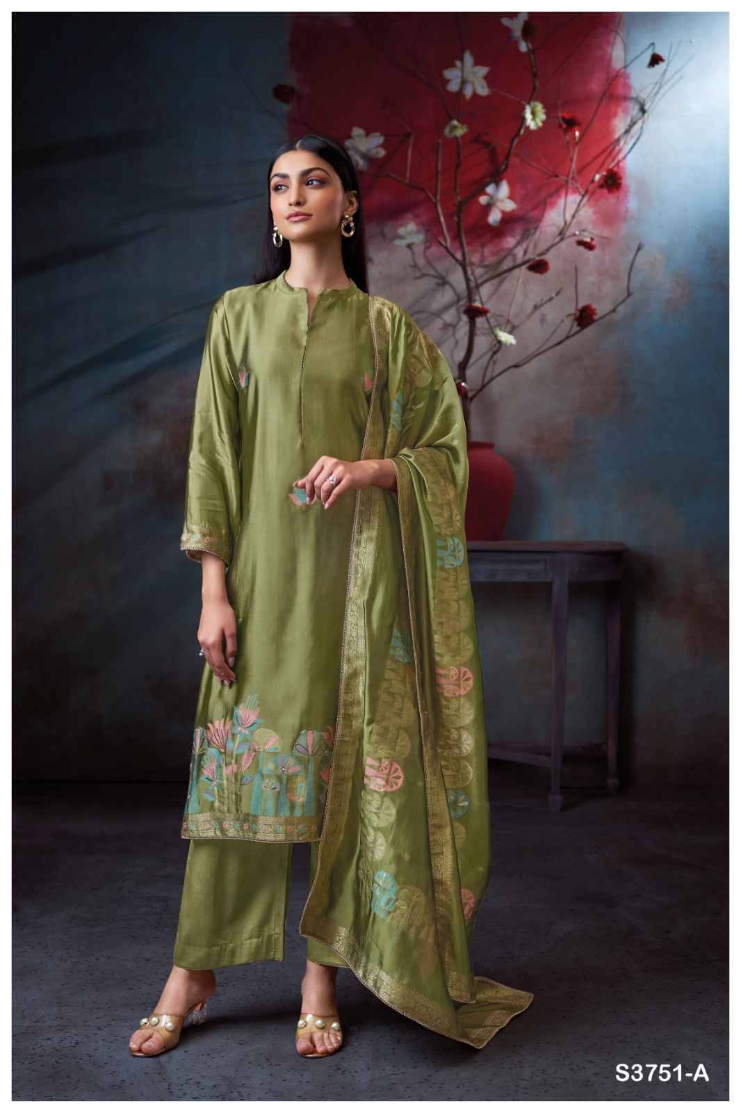 Cassidy-3751 By Ganga Fashion 3751-A To 3751-D Series Beautiful Festive Suits Colorful Stylish Fancy Casual Wear & Ethnic Wear Pure Viscose Silk Jacquard Dresses At Wholesale Price