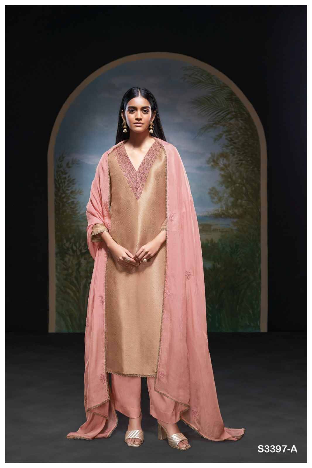 Siyani-3397 By Ganga Fashion 3397-A To 3397-B Series Beautiful Festive Suits Colorful Stylish Fancy Casual Wear & Ethnic Wear Pure Bemberg Silk Jacquard Dresses At Wholesale Price