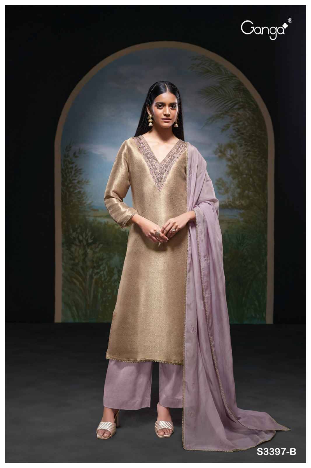 Siyani-3397 By Ganga Fashion 3397-A To 3397-B Series Beautiful Festive Suits Colorful Stylish Fancy Casual Wear & Ethnic Wear Pure Bemberg Silk Jacquard Dresses At Wholesale Price