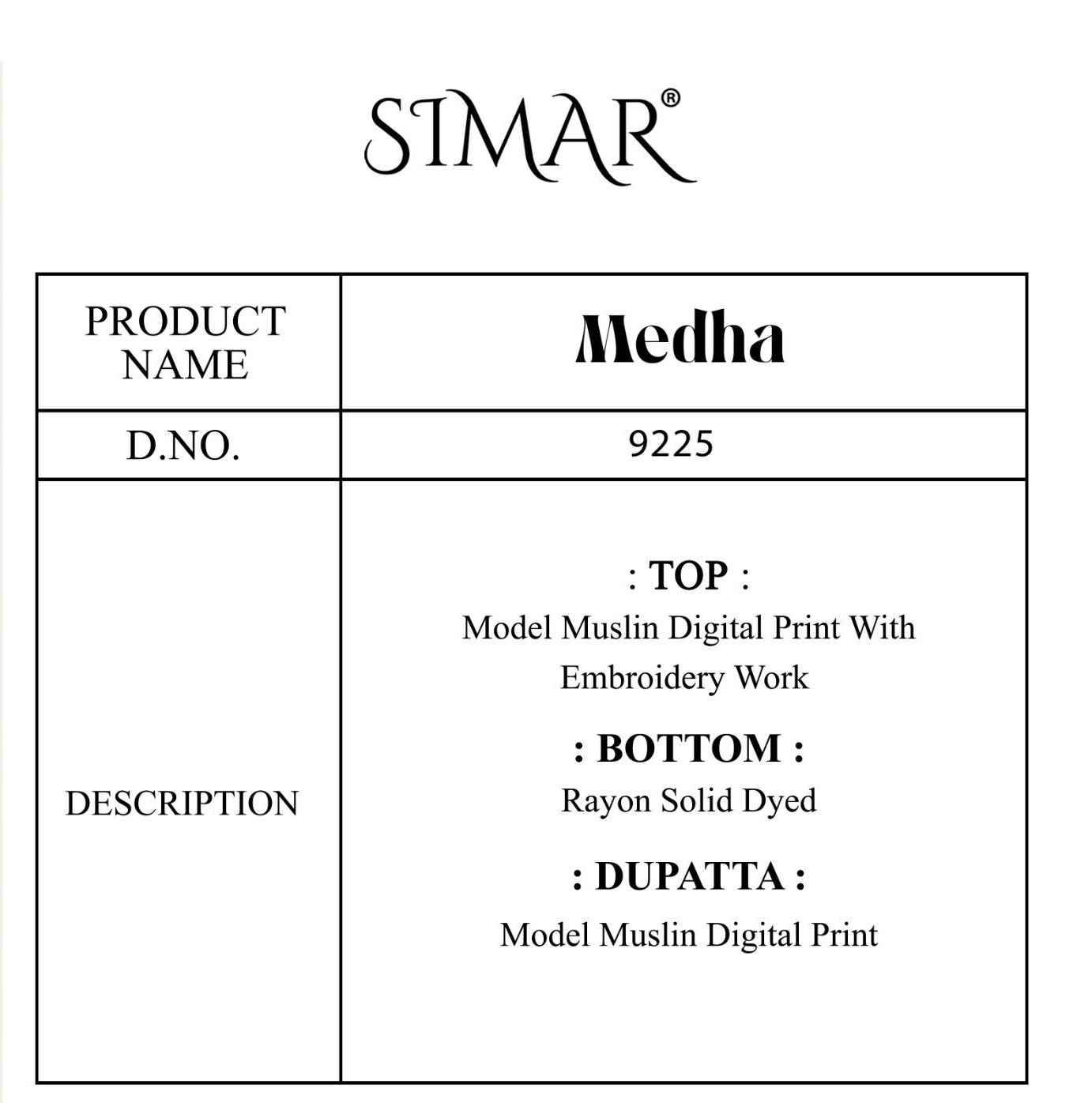 Medha By Simar 9225-A To 9225-D Series Designer Festive Suits Beautiful Stylish Fancy Colorful Party Wear & Occasional Wear Modal Muslin Dresses At Wholesale Price