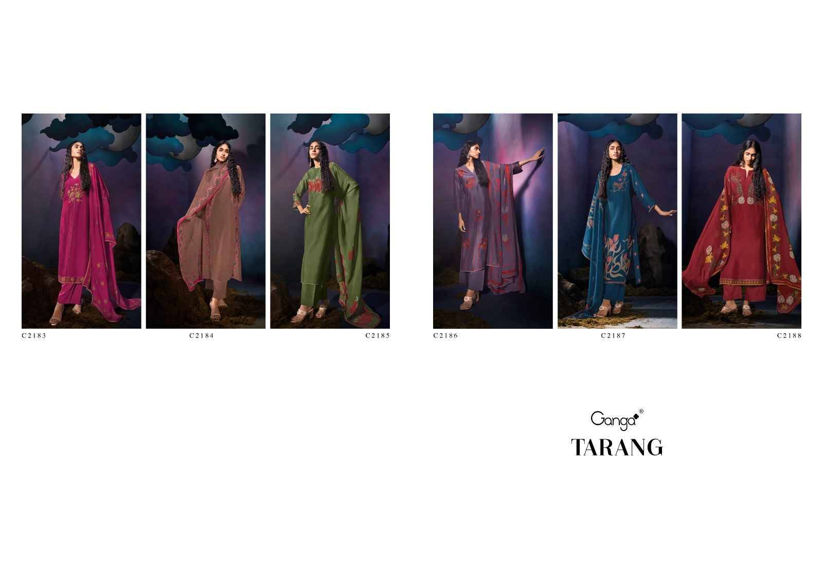 Tarang By Ganga Fashion 2183 To 2188 Series Beautiful Festive Suits Colorful Stylish Fancy Casual Wear & Ethnic Wear Pure Bemberg Silk Dresses At Wholesale Price