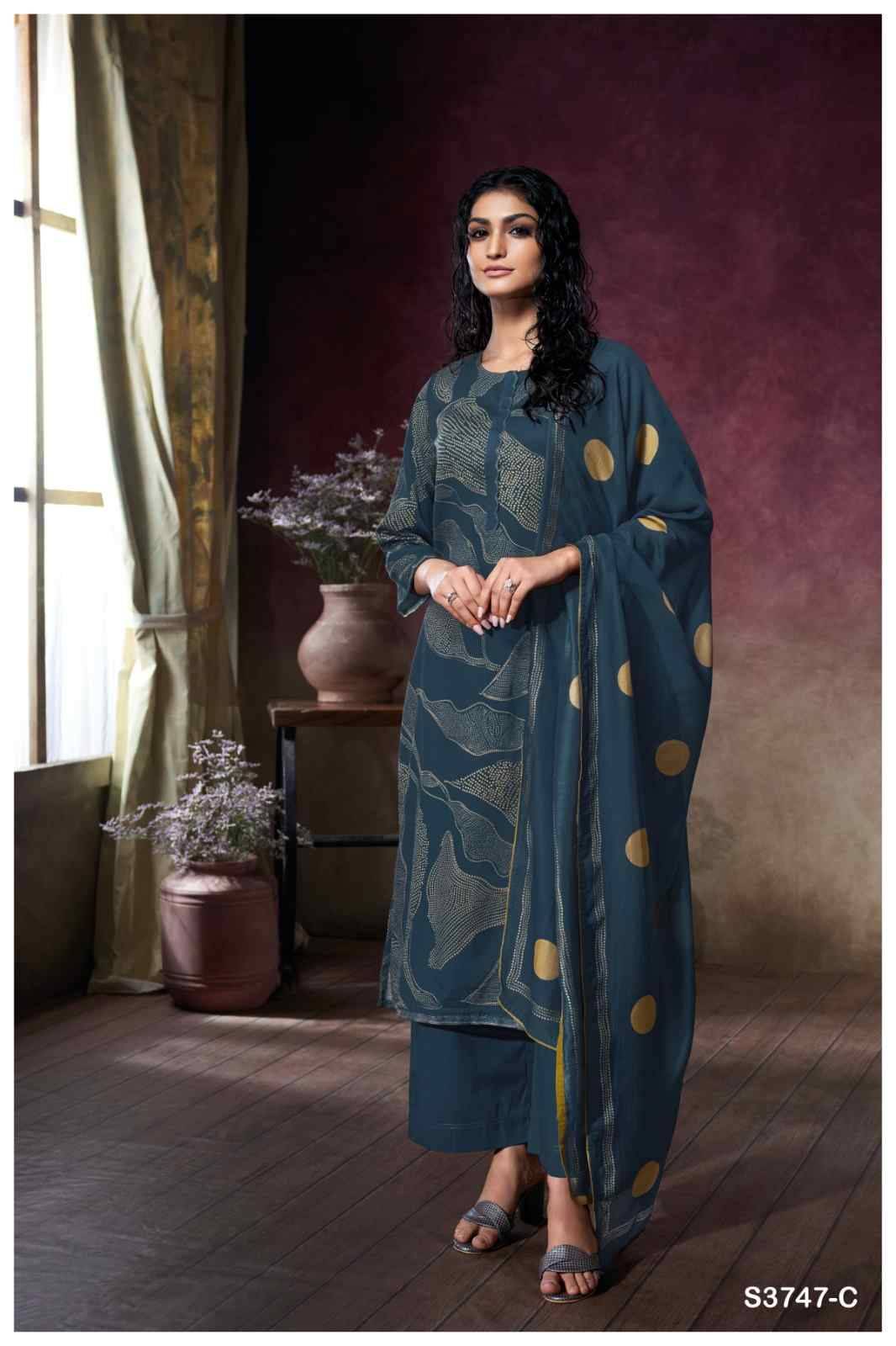 Preska-3747 By Ganga Fashion 3747-A To 3747-D Series Beautiful Festive Suits Colorful Stylish Fancy Casual Wear & Ethnic Wear Premium Cotton Satin Dresses At Wholesale Price