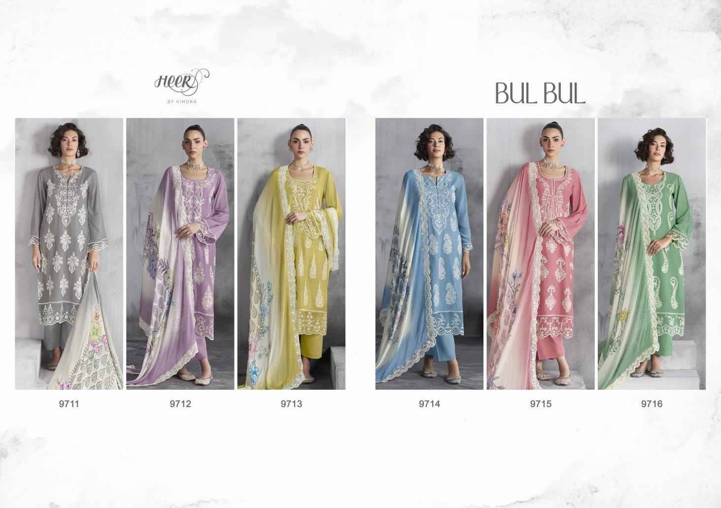 Bul Bul By Kimora Fashion 9711 To 9716 Series Designer Festive Suits Collection Beautiful Stylish Fancy Colorful Party Wear & Occasional Wear Pure Muslin Dresses At Wholesale Price