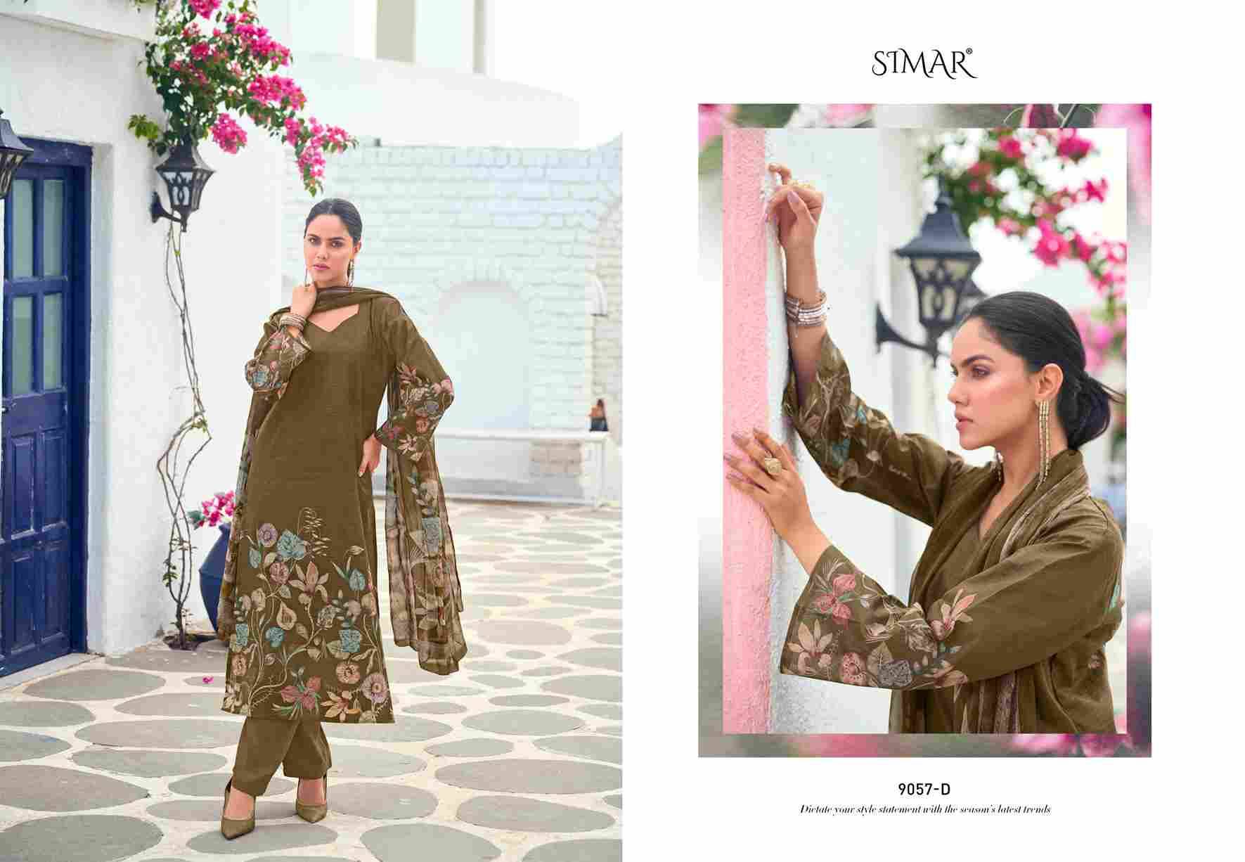 Rosleen-9057 By Simar 9057-A To 9057-D Series Designer Festive Suits Beautiful Stylish Fancy Colorful Party Wear & Occasional Wear Pure Burberry Dresses At Wholesale Price