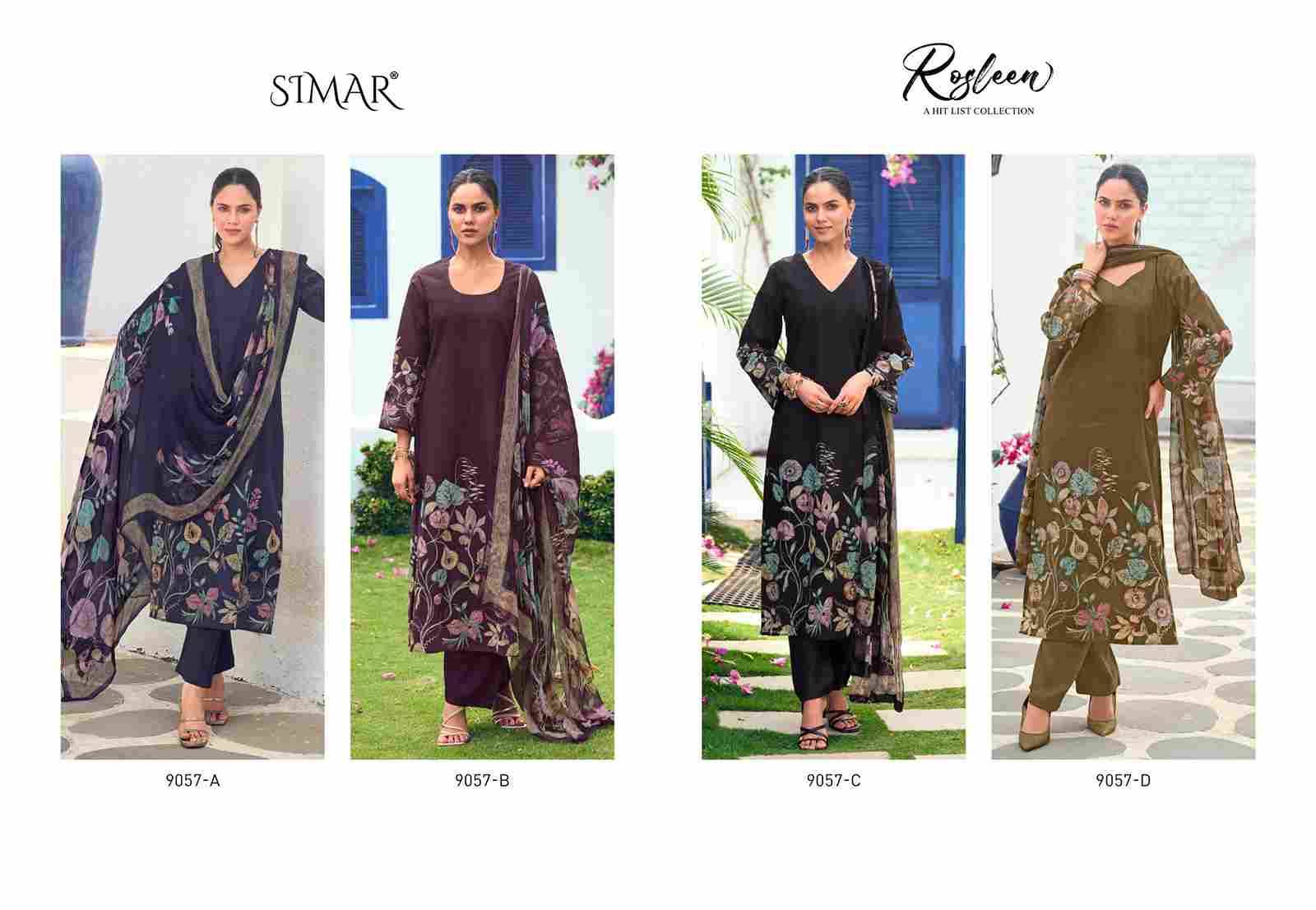 Rosleen-9057 By Simar 9057-A To 9057-D Series Designer Festive Suits Beautiful Stylish Fancy Colorful Party Wear & Occasional Wear Pure Burberry Dresses At Wholesale Price