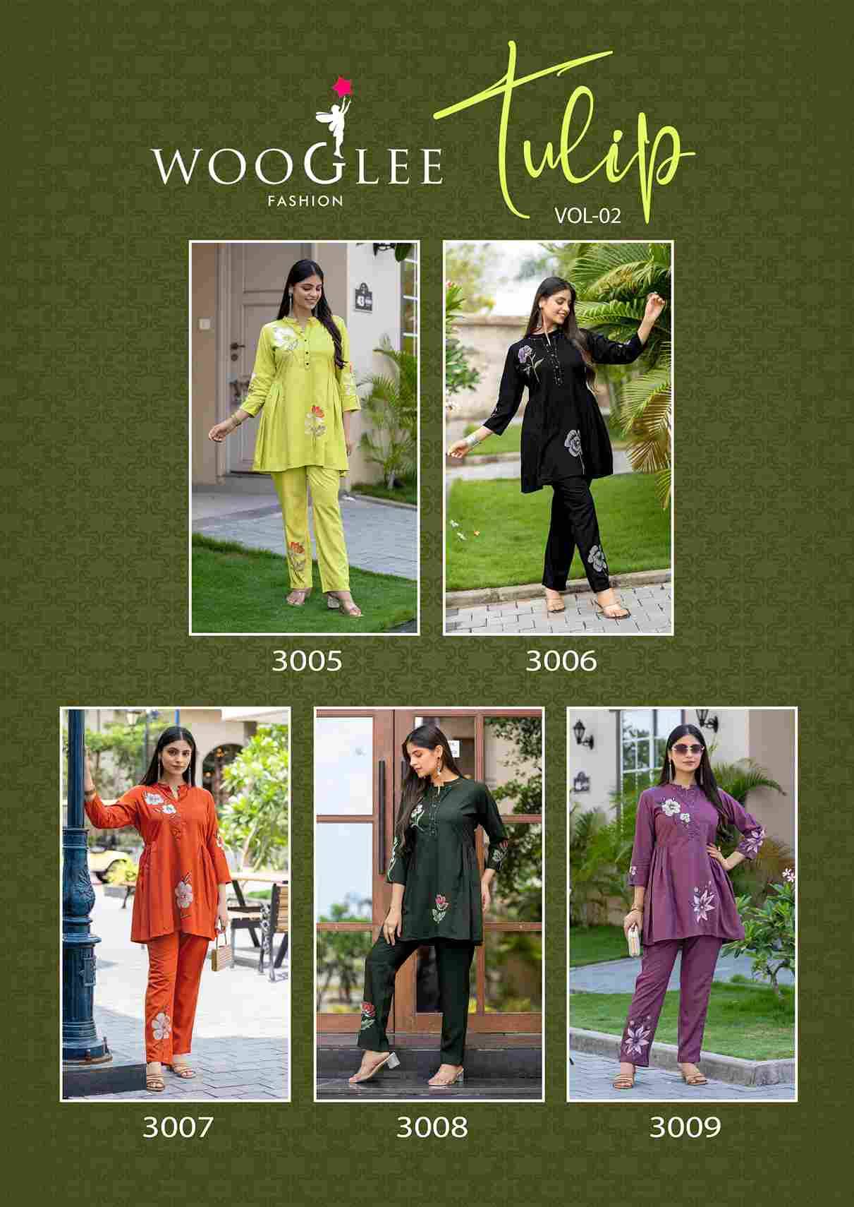 Tulip Vol-2 By Wooglee 3005 To 3009 Series Designer Stylish Fancy Colorful Beautiful Party Wear & Ethnic Wear Collection Heavy Rayon Co-Ord At Wholesale Price