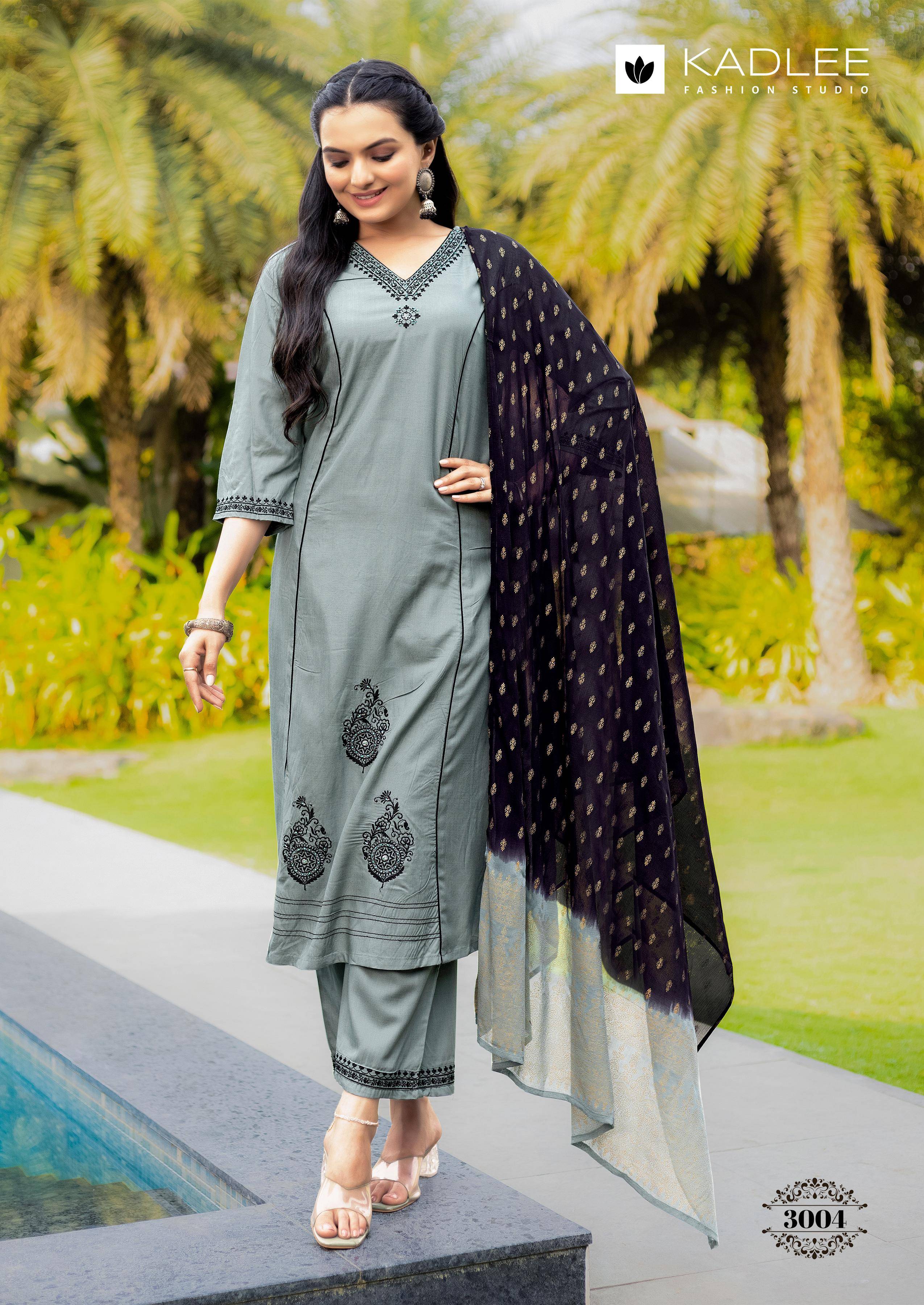 Amrita By Kadlee 3001 To 3006 Series Beautiful Festive Suits Colorful Stylish Fancy Casual Wear & Ethnic Wear Rayon Slub Dresses At Wholesale Price