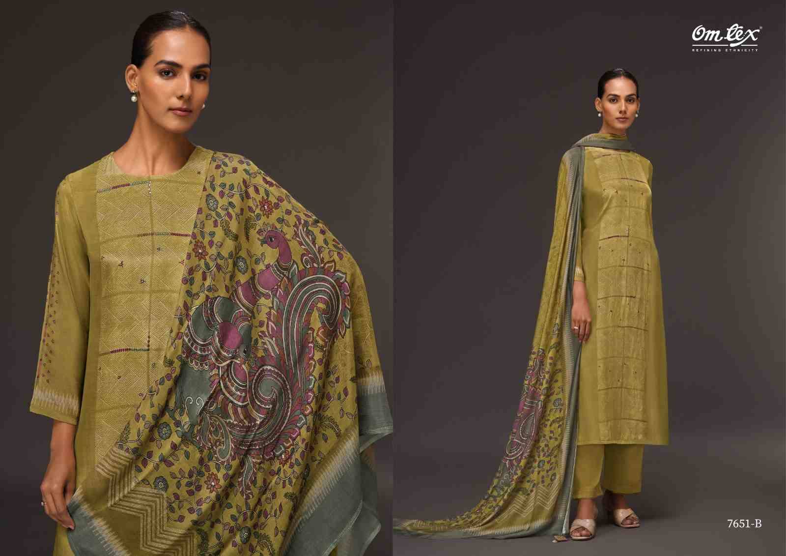 Fine Line By Om Tex 7651-A To 7651-D Series Beautiful Suits Stylish Fancy Colorful Party Wear & Ethnic Wear Silk Dresses At Wholesale Price