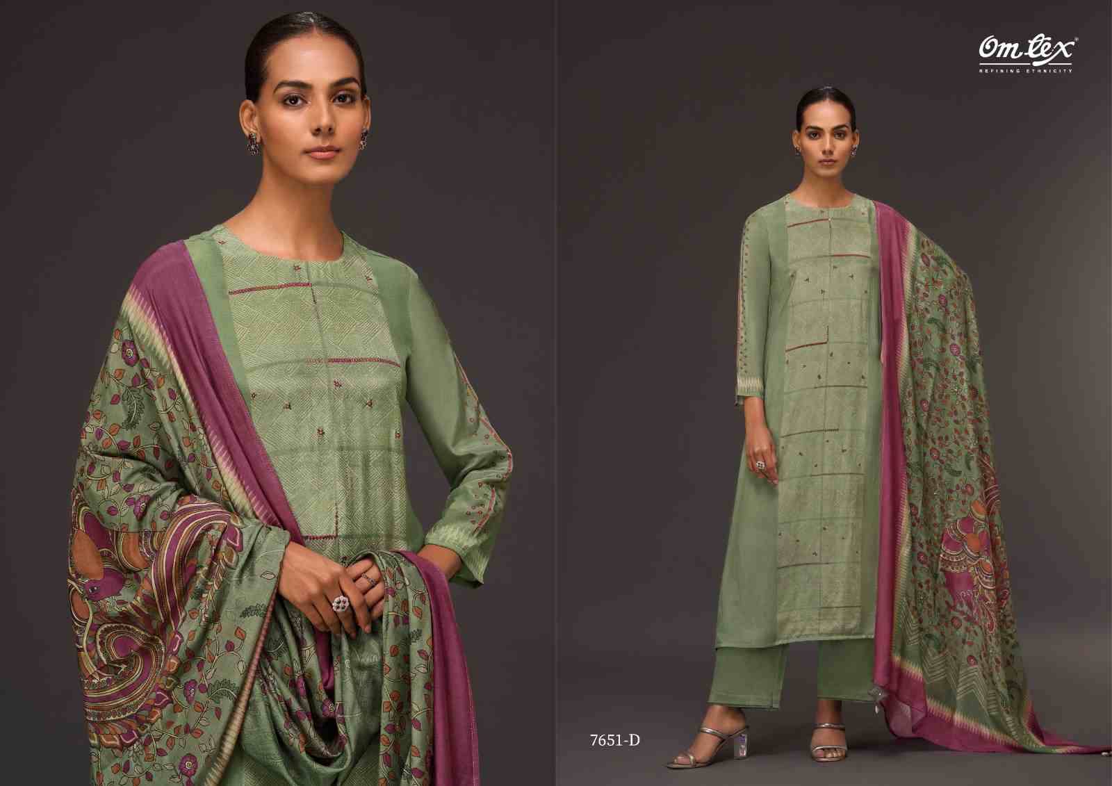 Fine Line By Om Tex 7651-A To 7651-D Series Beautiful Suits Stylish Fancy Colorful Party Wear & Ethnic Wear Silk Dresses At Wholesale Price