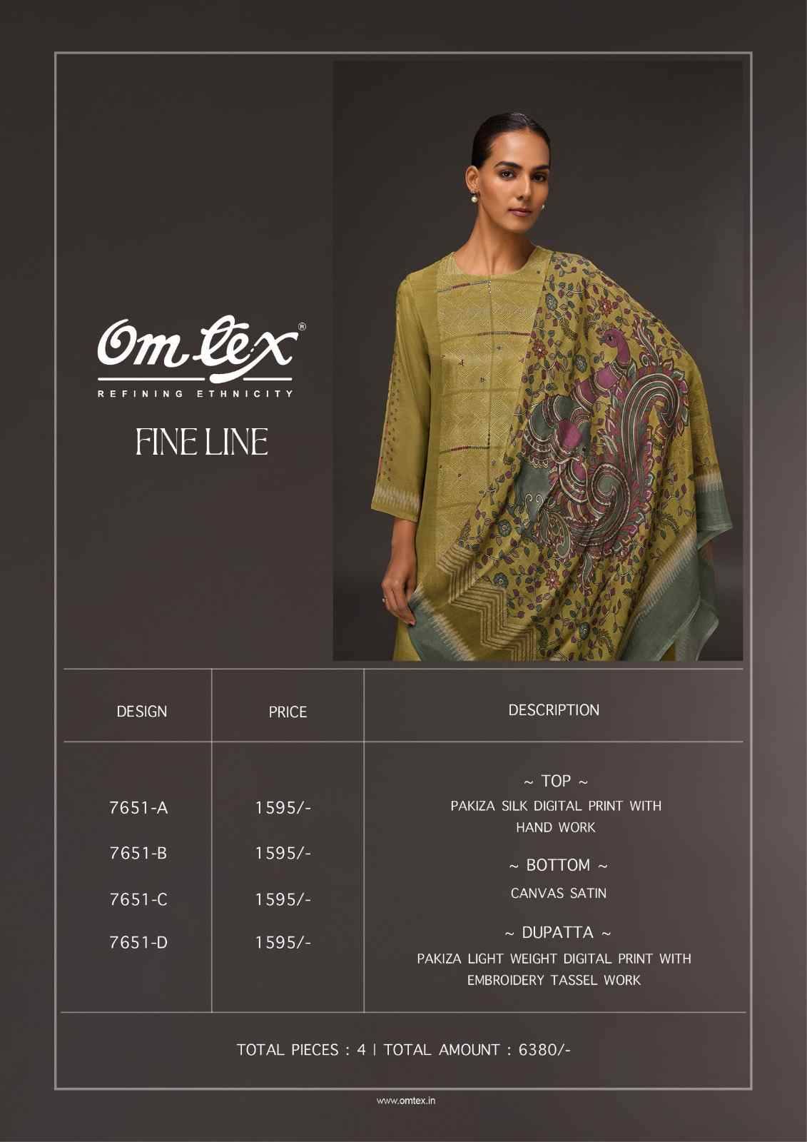 Fine Line By Om Tex 7651-A To 7651-D Series Beautiful Suits Stylish Fancy Colorful Party Wear & Ethnic Wear Silk Dresses At Wholesale Price
