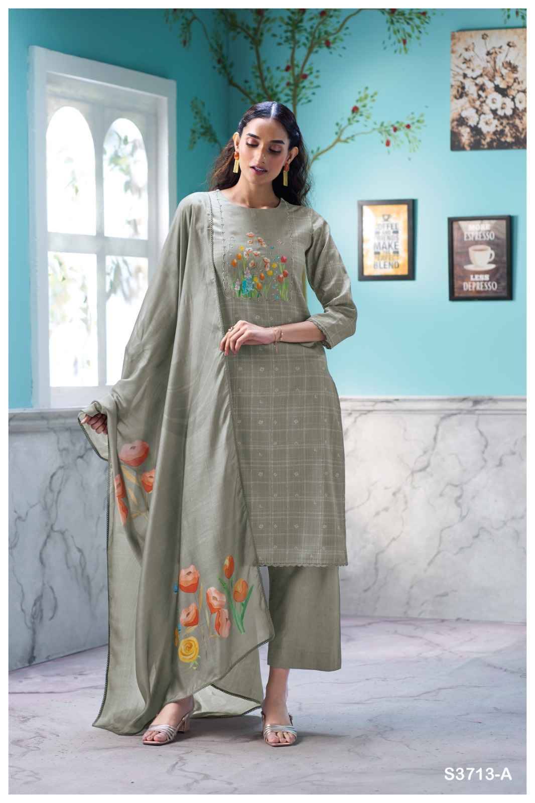 Elowen-3713 By Ganga Fashion 3713-A To 3713-D Series Beautiful Festive Suits Colorful Stylish Fancy Casual Wear & Ethnic Wear Premium Cotton Satin Dresses At Wholesale Price