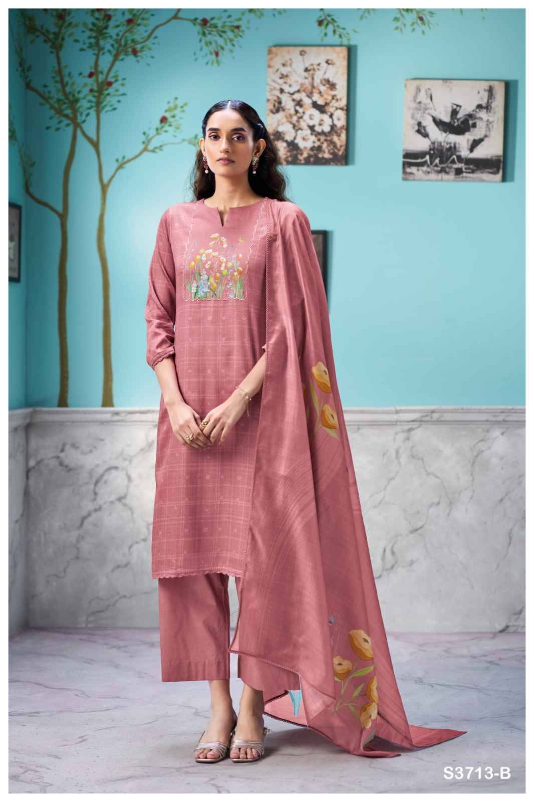 Elowen-3713 By Ganga Fashion 3713-A To 3713-D Series Beautiful Festive Suits Colorful Stylish Fancy Casual Wear & Ethnic Wear Premium Cotton Satin Dresses At Wholesale Price