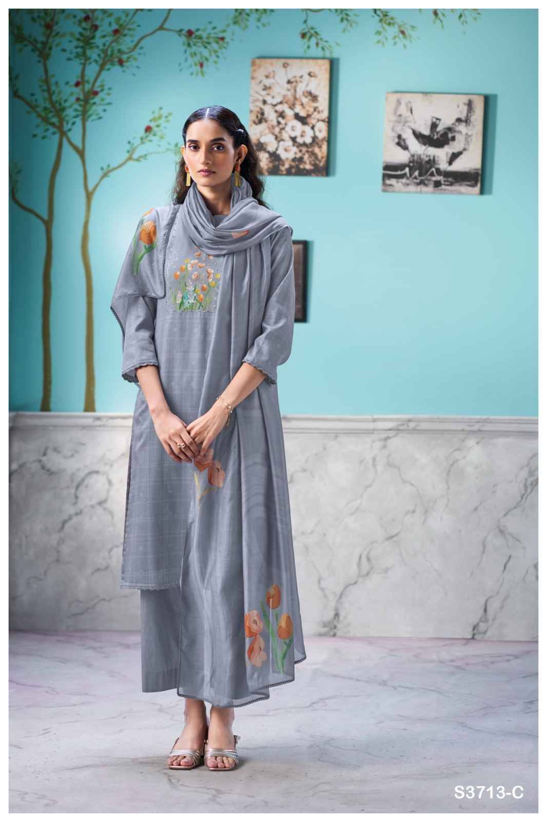 Elowen-3713 By Ganga Fashion 3713-A To 3713-D Series Beautiful Festive Suits Colorful Stylish Fancy Casual Wear & Ethnic Wear Premium Cotton Satin Dresses At Wholesale Price