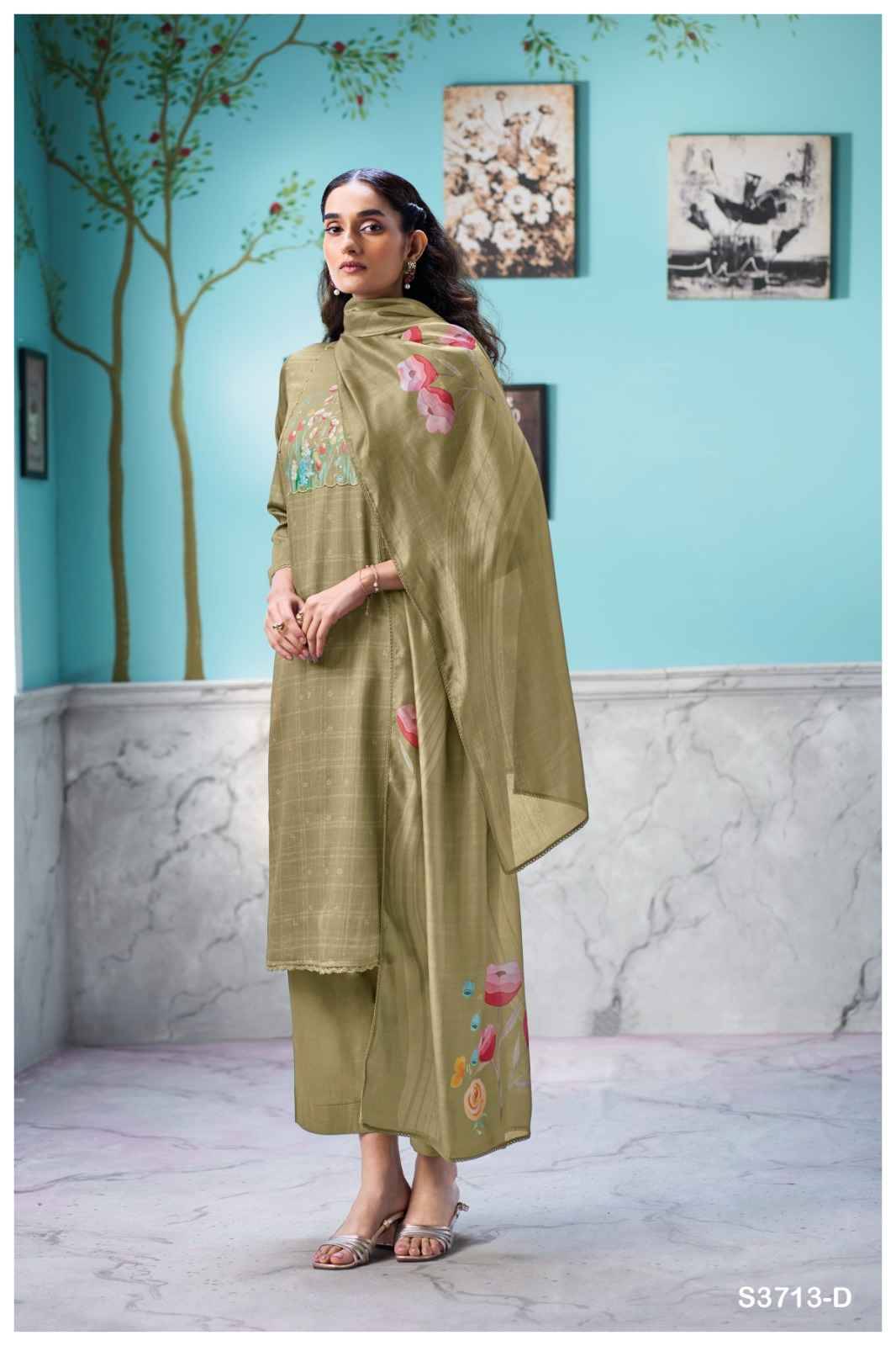 Elowen-3713 By Ganga Fashion 3713-A To 3713-D Series Beautiful Festive Suits Colorful Stylish Fancy Casual Wear & Ethnic Wear Premium Cotton Satin Dresses At Wholesale Price