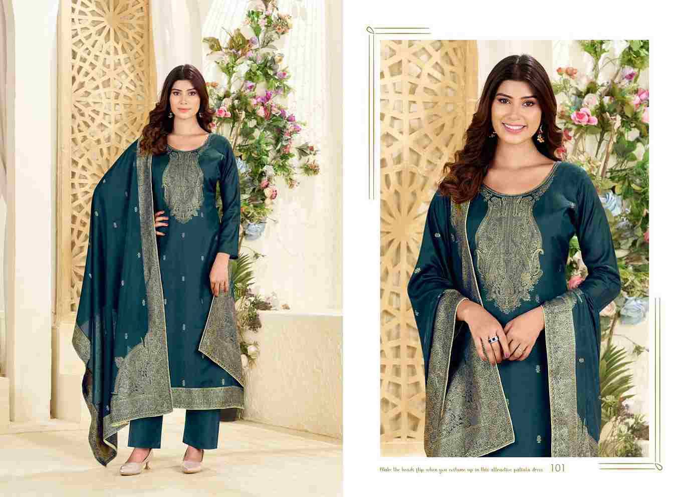 Samora By Tanishk Fashion 101 To 104 Series Beautiful Festive Suits Colorful Stylish Fancy Casual Wear & Ethnic Wear Muslin Jacquard Dresses At Wholesale Price
