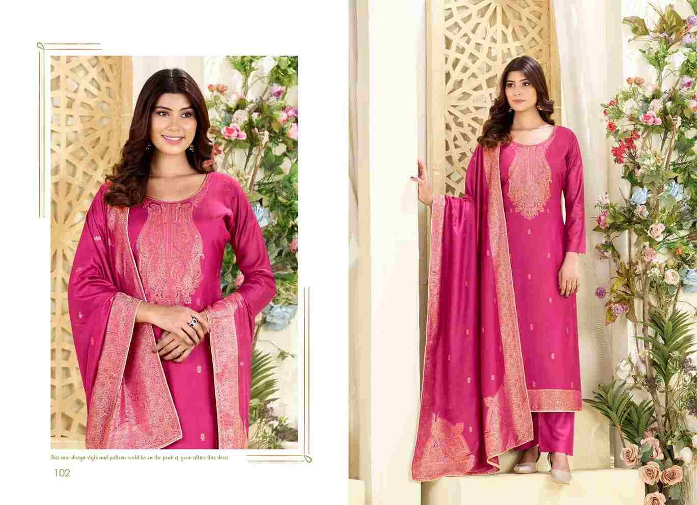 Samora By Tanishk Fashion 101 To 104 Series Beautiful Festive Suits Colorful Stylish Fancy Casual Wear & Ethnic Wear Muslin Jacquard Dresses At Wholesale Price