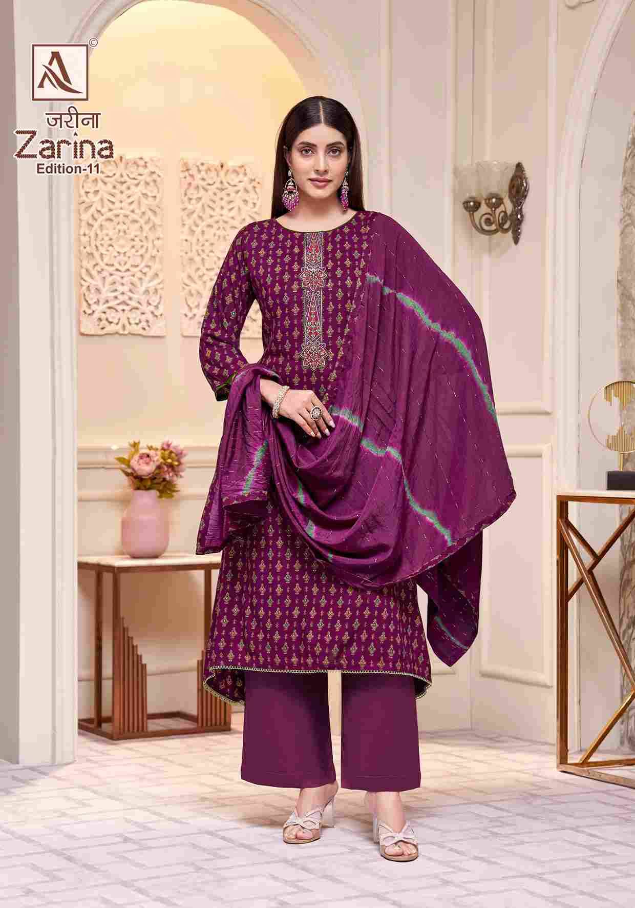Zarina Vol-11 By Alok Suit 2040-862-01 To 2040-862-08 Series Beautiful Festive Suits Colorful Stylish Fancy Casual Wear & Ethnic Wear Pure Viscose Rayon Dresses At Wholesale Price