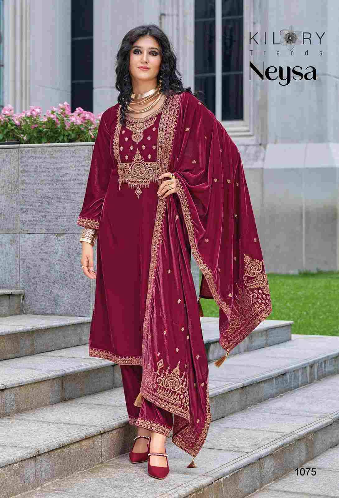 Neysa By Kilory 1075 To 1080 Series Beautiful Festive Suits Colorful Stylish Fancy Casual Wear & Ethnic Wear Premium Velvet Dresses At Wholesale Price